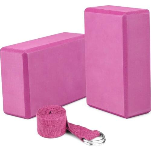 Yoga Blocks and Yoga Strap Set Non-Slip EVA Foam Fitness Blocks for Yoga Pilates Fitness Training