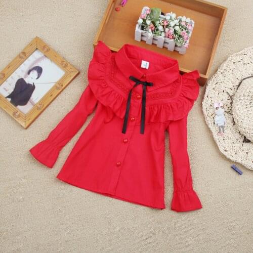 Girls Blouse Kids Clothes 2020 Spring Children Clothes School Girl Blouse Cute Bow Cotton Child Shirt Girls Tops Blusas 3 Colors