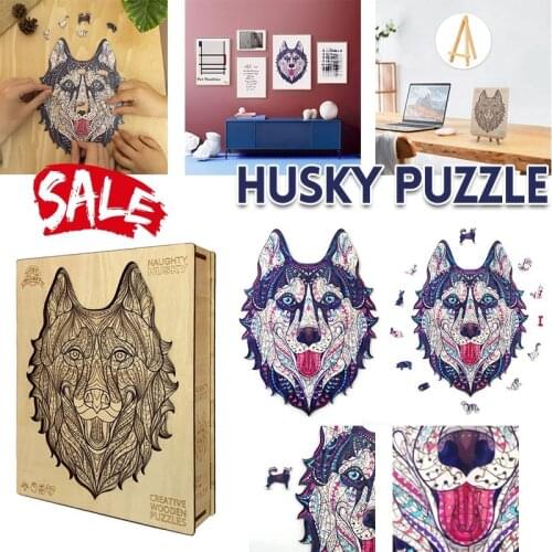 Funny Dog Wooden Jigsaw Puzzle Animal Shaped for Adults Children Interactive Wood DIY Crafts Educational Kid‘s Toys Gift Puzzle