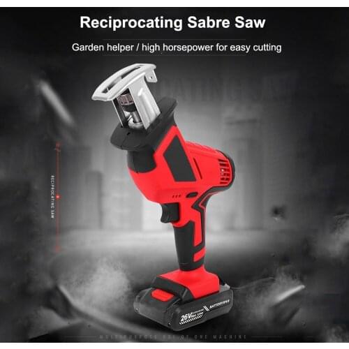 Electric Saw Reciprocating Saw 26V Rechargeable Battery for Wood Metal Plasitic Pipe Cutting Power Tools with LED Working Light