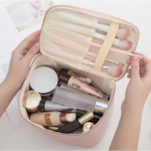 Cosmetic Bag PU Leather Waterproof Zipper Make Up Bag Travel Washing Makeup Organizer Beauty Case MakeUp Storage Bags