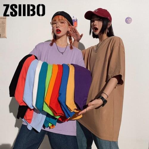 Summer short sleeve T-Shirt Tee cotton Loose Solid Basic T Shirt Women O-neck Hipster Tshirt Top shirt clothes vintage clothing