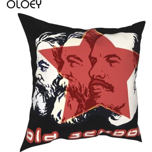 Marx Engels Lenin Old School Throw Pillow Cover Decorative Pillow Communism Marxism Socialism Casual Pillowcover Home Decor