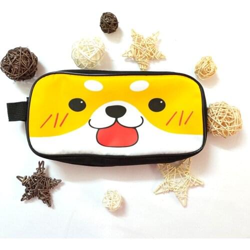 Cartoon Animals Cute Shiba Inu Pouch Pencil Case Bag Case Double Zipper Wallet