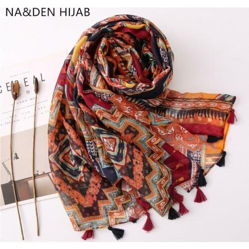 Fashion Summer beach wraps Tropical scarves Viscose HI-Q Geometric print shawls Women Headband pendant Muslim hijab 10pcs/lot