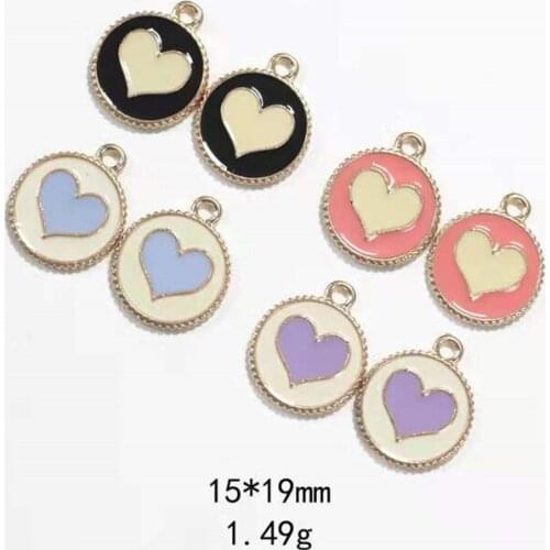 Fashion Dripping Oil Love Medal Series Alloy Jewelry Accessories DIY Handmade Accessories Rubber Band Earrings Bracelet Pendants