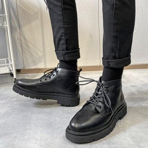 High Quality Men Ankle Boots Genuine Leather Men Boots Warm winter Martin boots pointed toe Leather boots fast shipping