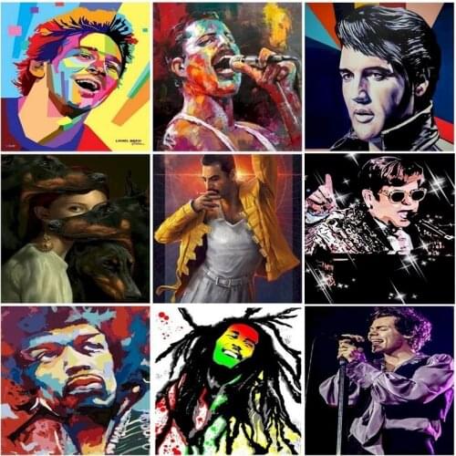 Painting By Numbers Painted Singing Man Set Colorful Oil Pictures Drawing Canvas Frame For Adults Coloring By Number Decor Art