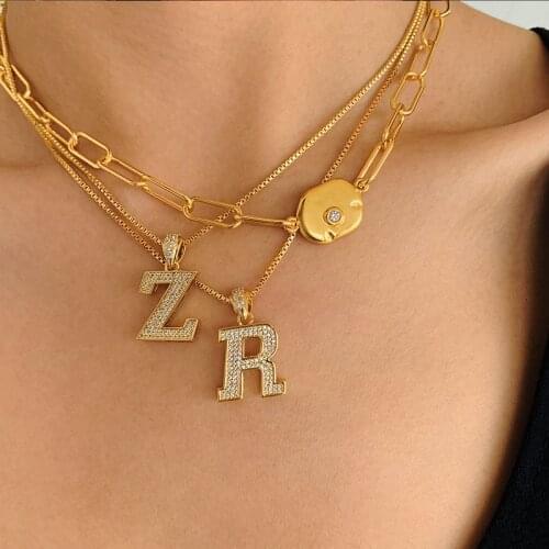 New Fashion Zircon Crown English Letter Pendant Simple Fashion Gift Dating Banquet Daily Lady Necklace Personalized Necklace