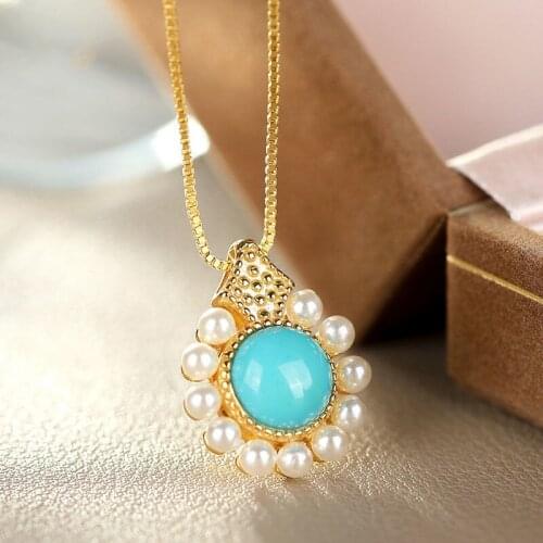 New Princess Style Natural Sleeping Beauty Turquoise Pendant S925 Sterling Silver Necklace Exquisite Elegant Graceful Goddess Te