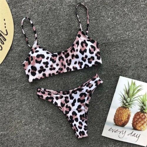 New Sexy Leopard Micro Bikini Set Women Push Up Bra Thongs High Cut Swimwear Female Bathing Suit Swimsuit