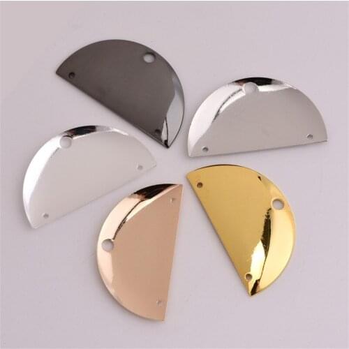 35 * 19mm semicircular fan-shaped concave copper sheet three-hole pendant connecting piece D-shaped handmade jewelry accessories