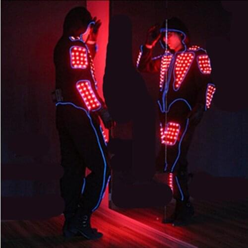 Full Color Led Luminous Men Costume Can Change 7 Colors Performance Wear Clothes Illuminate Led Light Emitting Clothing