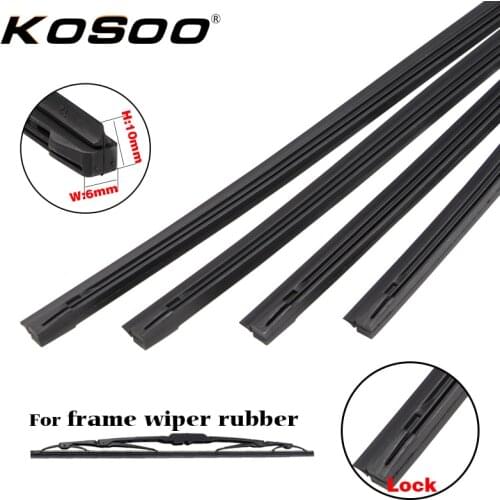 KOSOO Car Windscreen Wiper Blade Insert Natural Rubber Strips 6mm 14" 16" 17" 18" 19" 20" 21" 22" 24" 26" Auto Accessories 4PCS