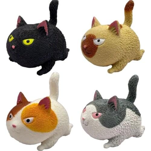 Portable Mini Cat Soft Rubber Anti-Stress Gadget Miniature Novelty Toy Screaming Cat Realistic Animal Toy Squishy Cat 69HE