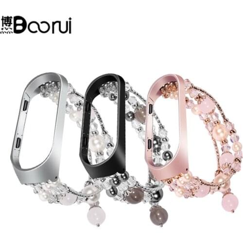BOORUI Bead String Wristband for Xiaomi Mi Band 4 3 Bracelet Wrist Strap Replacement Watchband Accessories