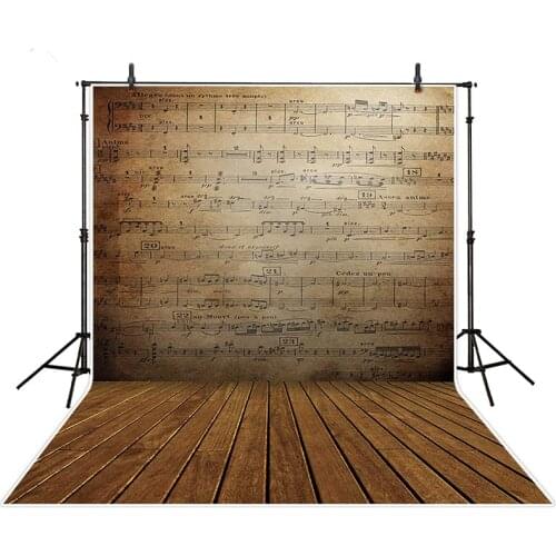 Retro Style Dark Brown Backdrops for Photography Musical Wall Wood Floor Photo Background Backdrops for Kids Shoot Camera Foto