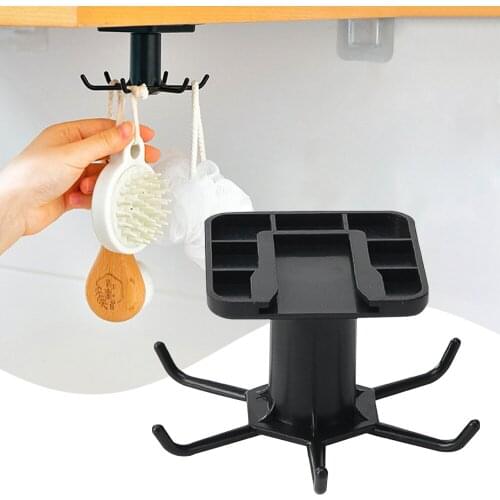 360 Degrees Rotated Kitchen Hooks Self Adhesive 6 Hooks Home Wall Door Hook Handbag Clothes Ties Bag Hanger Hanging Rack