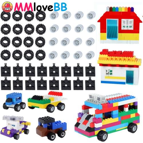 42pcs/set Building Blocks Bricks Model Building Parts Car Wheels Axle Tires Set Toys Small Particles Bricks