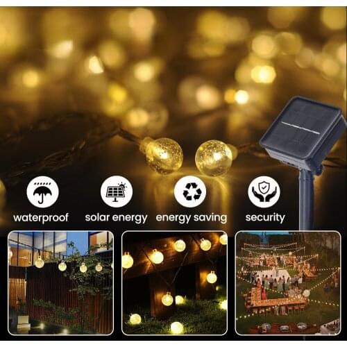 LED Sphere Solar String Light 10M Warm Light Outdoor Decoration Waterproof Ball Lamp Inserted Lawn Lamp Holiday Decoration Light