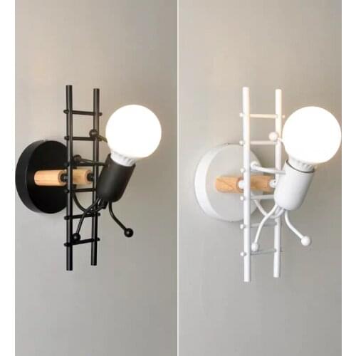 Vintage Wall Lamp Iron Black/White/Green Bra/Living Room/Coffee Shop Indoor Lighting European E27 LED Modern Wall Lights