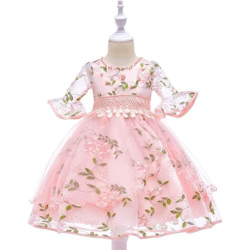 Teenage Flower Dress for Girl Ball Gown Vintage Bridesmaid Bubble Evening Party Wedding Dress Graceful Princess Prom Clothes