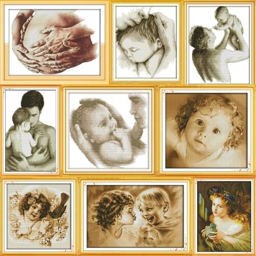 Printed Counted Cross Stitch Kits DMC A Girls Growth Paintings 11ct Needlework Set Embroidery 14ct for Baby Room Home Decration