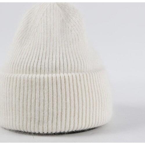 2020 women autumn and winter new thick warm rabbit fur knitted hat fashion solid wild wool hat