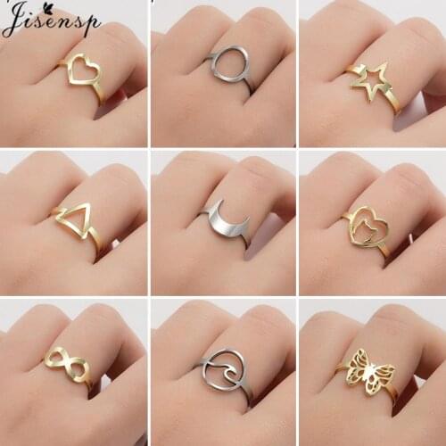 New Fashion Geometry Circle Rings Women Minimalist Jewelry Stainless Steel Heart Star Moon Wave Knuckle Ring bague femme