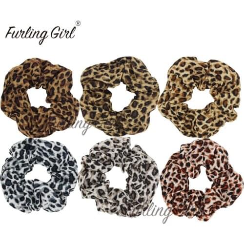 Furling Girl 1PC Leopard Chiffon Scrunchies Ponytail Holder Women fashion Hair Accessories Elastic Hair Bands