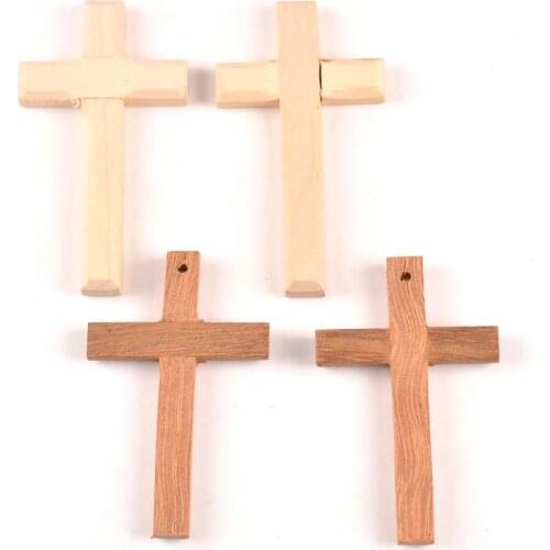 2pcs Drop Ornaments Wooden Christian Cross Pendant DiY Crafts Gifts Decoration mt1989