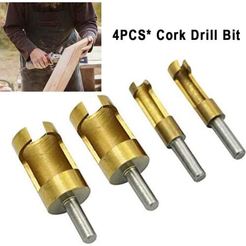 4pcs DIY Tenon Accessories Woodwork Tools Professional Cork Drill Bit Set Titanium Portable Carpenter Plug Cutter Bored Hole