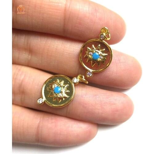 5pcs Evil Eye Charm Pendant Gold Coin Charms Pendant Evil Eye Brass Pendants Protective Charms For Women Necklaces Jewelry Set Y