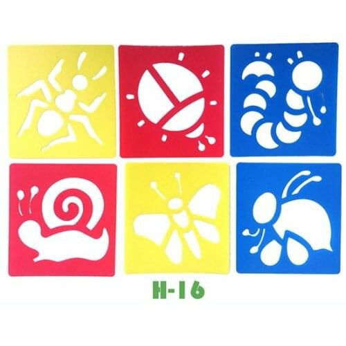 6PCS/LOT.Ladybug snail bees insect template stencil Kids art board Early learning educational toy Party favor 14x15cm 18 design