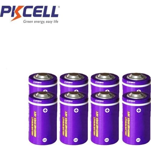 8PCS PKCELL ER14250M 1/2 AA battery 3.6v 750mAH Li-SOCl2 lithium batteria High rate discharge for Building alarms