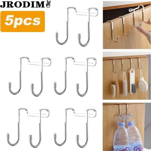 Kitchen Bathroom Accessories Coat Hanger 304 Stainless Steel Door Back Hooks S-Shape Hat Towel Coat Storage Hanger Holders Racks