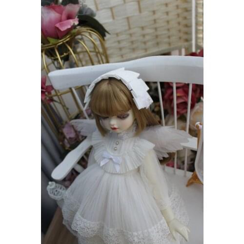 BJD Doll clothes suitable for 1-3 1-4 1-6 size fashionable white suit angels with headdress wings doll accessories