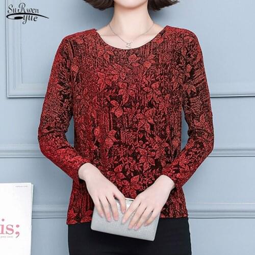 Glitter Shirt Tops Fashion Fall New Elegant Shiny Sequin Blouse Tunic Women Blouses Floral Shine Womens Blouses Plus Size 15798