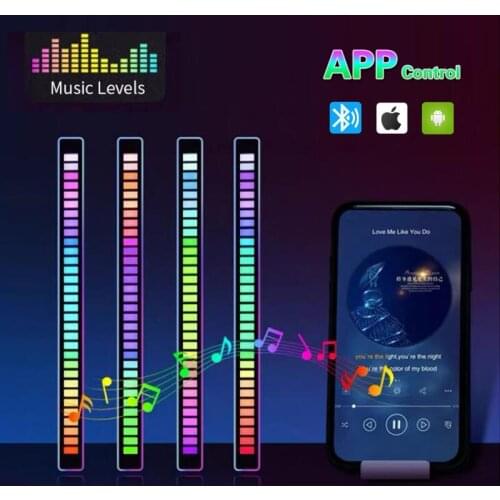 Bluetooth APP Music Rhythm Light LED Bar Lights Car Sound Control Light LED Strip Light Bar Atmosphere Light RGB Colorful Tube
