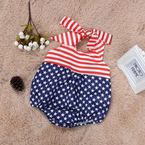 3 Colors Baby Summer Clothing Infant Newborn Babies Stripes Stars Pritned Bodysuit Boy Girl Clothes Outfits Sunsuit