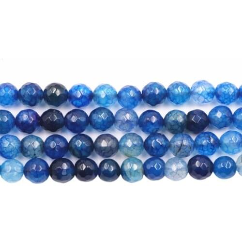 Jewelry Making Loose Beads Natural Stone Agat Onyx 8mm Faceted Round Crystal Accessories DIY Necklace Bracelet Finding 15" A845