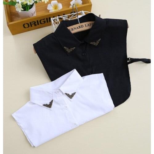 Black Shirt Fake Collar for Women Detachable Collars Lapel Blouse Sweater False Collars Neckwear Female Decor Clothes Accessory