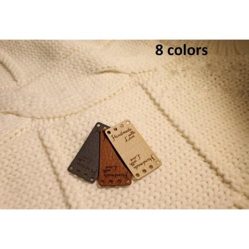 55pcs personalized Center Fold Knitting Crochet sewing labels, Rectangle Leather tags for handmade, hats clothing logo label