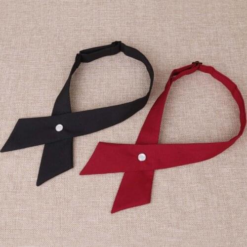 Linbaiway Fashion Cross Bowtie for Women Hand-made Solid Bowties Mens Student Uniform Shirts Bow Tie Formal Dress Custom Logo