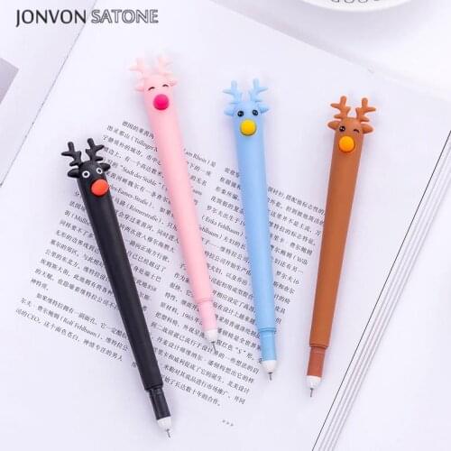 Jonvon Satone 1ps Creative Gel Pen Cute Korean Stationery Cartoon Pen Gel Neutral Pens Office Black School Tools Christmas Gifts