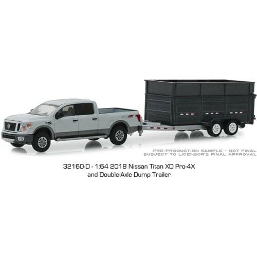 GreenLight 1:64 2018 Niss an Titan XD Pro-4X and Double-Axle Dump boutique alloy car toys for children kids toys Model