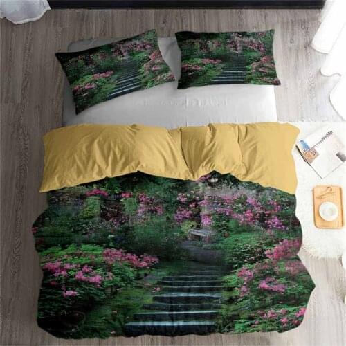 HELENGILI 3D Bedding Set Forest Dreamland Print Duvet Cover Set Bedclothes with Pillowcase Bed Set Home Textiles #MJSL-113