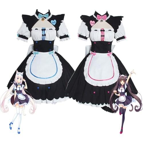 NEKOPARA Chocolate Vanilla OVA Maid Costume Apron Dress Uniform Outfit Anime Cosplay Cat Neko Girl Sexy Cute Halloween Costume