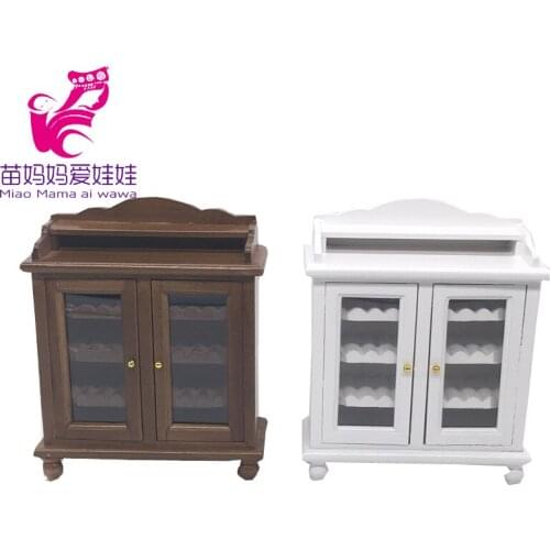 1/12 Doll house mini book room living room furniture accessories bookcase display European style cabinet with windows