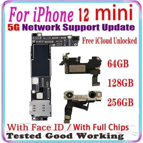 Free shipping For iPhone 12MINI Motherboard With Face ID 64GB 128GB 256GB mianboard With IOS System Free iCloud Support Update